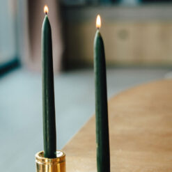 Набір темно-зелених столових свічок, 4 шт